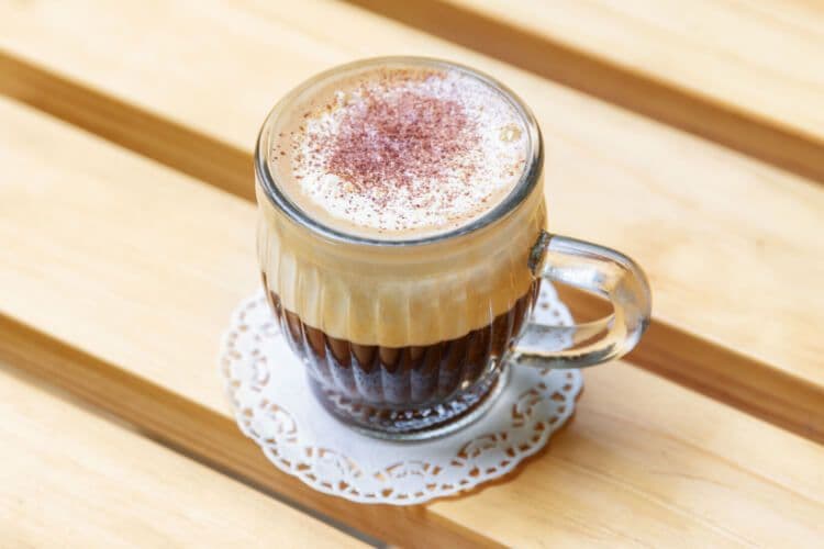 Egg coffee on a wooden table in Veitnam.