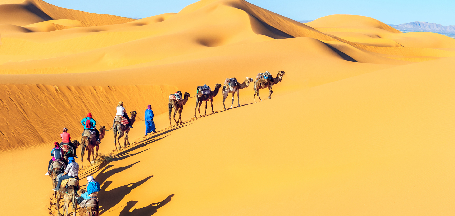 Beautiful scene of large space of dune sandy land, Sahara against