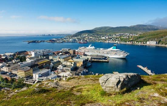 A cruise ship in the port of Hammerfest
