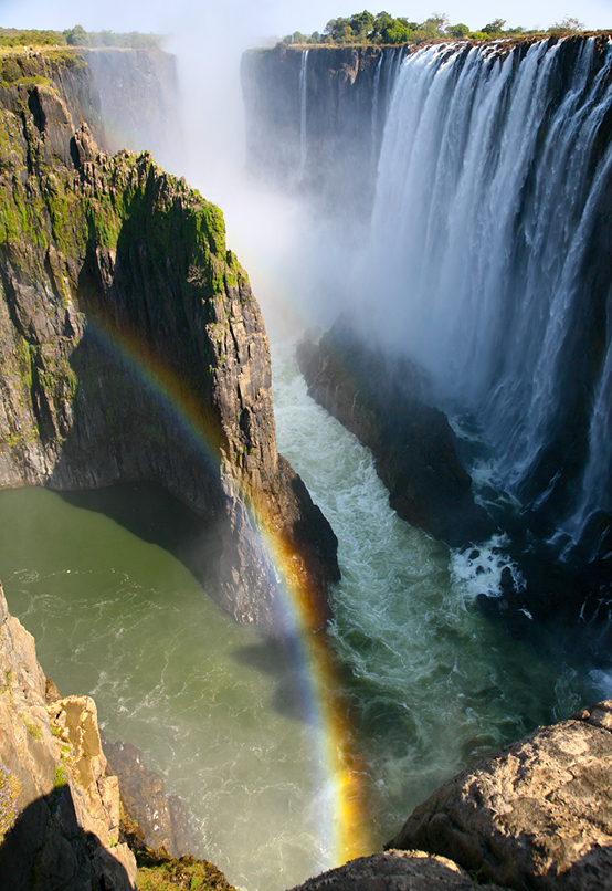 Victoria Falls with a rainbow