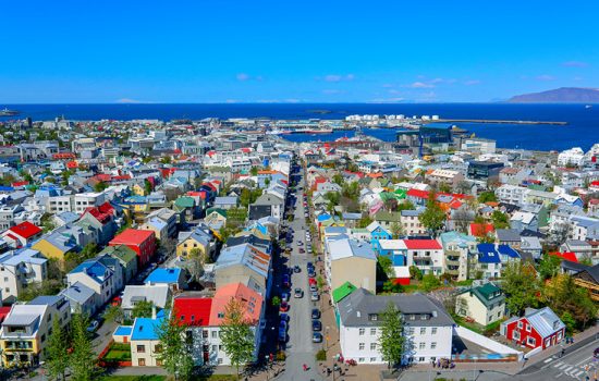 Birdseye view of Reykjavik, Iceland