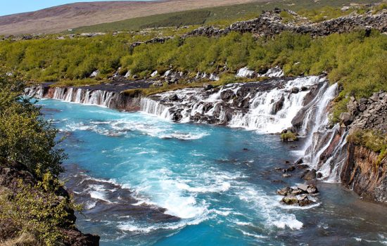 Barnafoss and Hraunfossars waterfalls in Iceland