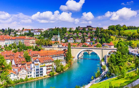 Bridge and nice houses in Bern, Switzerland